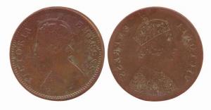 Victoria Empress, Copper ¼ Anna, brokerage (lakhi). Good Very Fine, Rare.