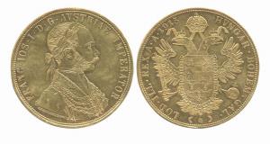 Austria, Gold 4 Ducat, 13.95g, 1915 AD. Good Fine.