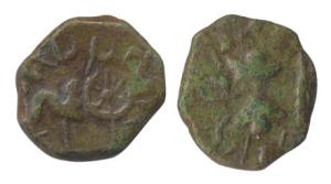 Western Kshatrapas, Bhumaka, Lead, 5.22 g, thunderbolt with Brahmi legend, … tapasa bhu … 