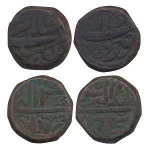 Akbar, Copper (2), Double Dam Tanka, Ahmedabad and Gobindpur Mints, Amardad and Khurdad Mo