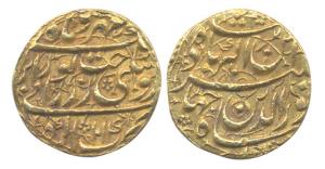 Jahangir, Gold, 10.67 g, Heavy Mohur, Agra Mint, AH 1014/1, Mehr-o-Mah Couplet type (KM 18