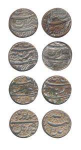 Jahangir, Silver (3), Rupee, Burhanpur Mint, nur-ud-din type; Akbar, Burhanpur Mint, Allah