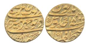 Aurangzeb, Gold, Mohur, Zafarabad Mint, RY 18 (KM 315.49). Uncirculated, Scarce in this co