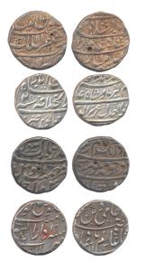 Silver (4), Rupee, Aurangzeb, Bandar-i-Mubarak Surat Mint; Shah Alam I, Akbarabad Mint; Al