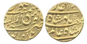Shah Alam I, Gold, Mohur, Burhanpur, Dar-us-Sarur Mint, AH 1120/2. About Extremely Fine.