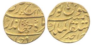 Jahandar Shah, Gold, Mohur, Akbarabad, Mustaqir ul Mulk Mint, AH 1124/Ahad, Abu al fath ty