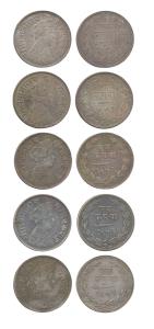 Sayaji Rao III, Silver (5), Rupee, milled issue, Baroda Mint, Small Flan type, VS 1951, 19