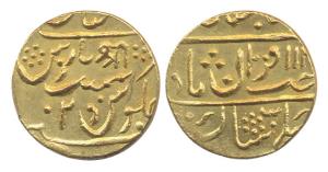 Baija Bai, Lashkar Mint, Gold, Mohur, in the name of Muhammad Shah, Shahjahanabad Mint nam