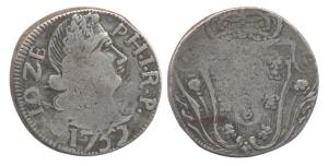 Goa, Jose I, Silver, Rupia, 1752 (KM 132). About Very Fine, Rare.