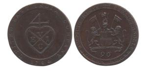 Proof, ½ Dub or 1/96-Rupee, 1794, Soho Mint, obv: UNITED EAST INDIA COMPANY written under 
