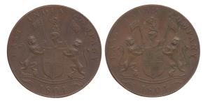 Double Pice, Copper, 1804, Mule, obverse and reverse same as the obverse of 1804, struck o