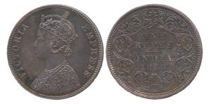 Victoria Empress, Silver, Rupee, 1887. Proof, original strike, Very Rare.