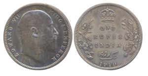 Edward VII, Silver, Rupee, 1910, Calcutta Mint. Proof, Very Rare.