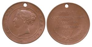 Victoria, Jubilee Medal, Copper, bust of the Empress to left on obv; JUBILEE / COMMEMORATI