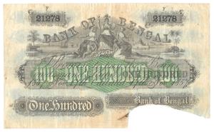 Bank of Bengal, Rupees 10, Type 10, Calcutta, hand signed, dated 31st August 1857. Serial 