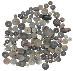 Ancient Bengal Beads (138) of various sizes, shapes, mediums and weights, ranging from 0.0