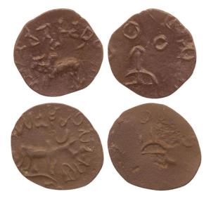 Later Satavahanas of Banawasi region, Karnataka, c. 250 AD, Potin (2), first Vishnurudra C