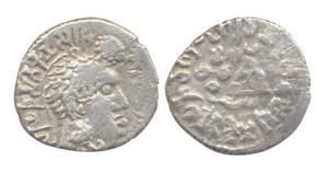 Satavahanas, Gautamiputra Yajna Satakarni, Silver, Portrait type, typical Satavahana bust 