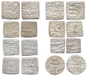 Akbar, Silver (8), Rupee, Ahmedabad, Fathpur, Tatta and Urdu Zafar Qarin Mints, various ty