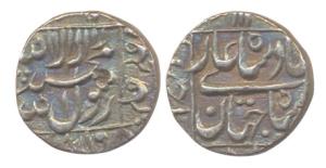 Shah Jahan, Silver, ½ Rupee, Ahmedabad Mint, square-area type with mint name in the left m
