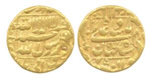 Shah Jahan, Gold, Mohur, Patna Mint, square-area type, mint name in the left margin on rev
