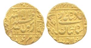 Shah Jahan, Gold, Mohur, probably Patna Mint, square-area type, AH 1061. About Very Fine, 