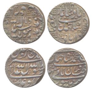 Shah Jahan, Silver (2), Rupee, Burhanpur and Junagadh Mints, four-lines and square-area ty