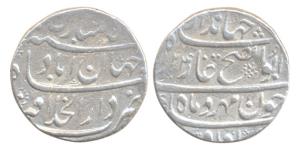 Jahandar Shah, Silver, Rupee, Shahjahanabad Mint, Ahad Mubarak type. About Very Fine, Scar