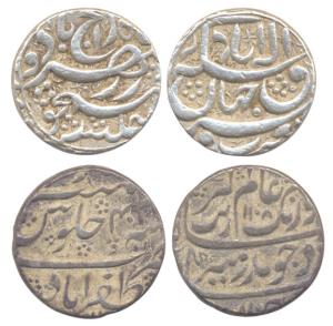Silver (2), Rupee, Akbar, Rebellion issue of Ahmedabad; Aurangzeb, Zafarabad Mint. Very Fi