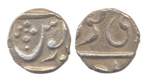 Poona Mint, Silver, ¼ Rupee, in the name of Shah Ali Gauhar, Ankush symbol on rev. About V