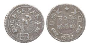 Double Fanam, Silver, 2nd series, empty buckle type. About Very Fine, Scarce.
