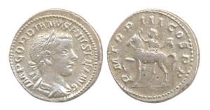 Romans, Silver, portrait of the ruler on obv, horseman on rev. Very Fine+, Scarce.