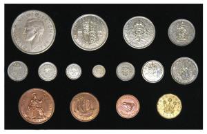 Great Britain, George VI, 1937 Specimen set, Crown, Half Crown, Florin, English Shilling, 