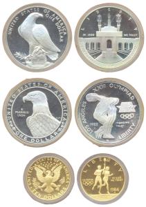 USA, 1984 Los Angeles XXIII Olympics Proof set, Gold $10 (1), 16.78 g and Silver Dollar (2
