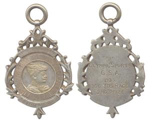 Gwalior, Madho Rao Scindhia, Silver, Olympic Sports Medal, portrait of the Maharaja on obv