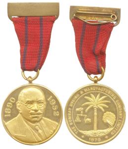 Bombay Dyeing Medal, Gold, 14.32 ct, 40.84 g, bust of the Bombay Dyeing Founder Mr. Wadia,