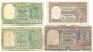 George VI, Rupees 5, 1st issue, 1938, signed J. B. Taylor, (Jhun #3.1). Very Fine. Include