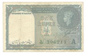 Pakistan, George VI, Rupee 1, 1948, signed C. E. Jones, Government of Pakistan super-inscr