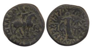 Apracharajas of Bajaur, Copper, horseman on obv, and goddess on rev. Fine+, Scarce.