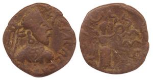 Indo-Parthians, Gondophares3/8, Copper, typical Parthian bust to right with legend around 