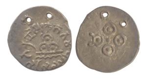 Satavahanas, Gotamiputra Satakarni, Silver, over-struck on Nahapana's coin, thunderbolt on