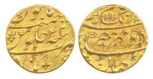Aurangzeb, Gold, Mohur, Khujista Bunyad Mint, AH 1110/42,mint name at bottom (KM 315.30). 