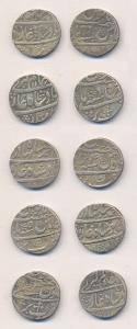 Bareli Mint, Silver (5), Rupee, in the name of Shah Alam II, RY 3, 4,5, 6. Very Fine. (5)