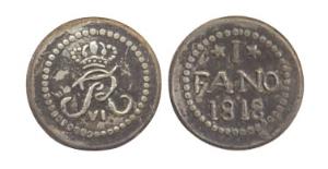 Frederik VI, Silver, Fano (Royalin or Fanam), crowned FR on obv,denomination and date 1818