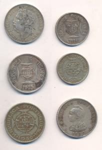 Rupia (4), 1881, 1912, 1935 and 1959; ½ Rupia (2), 1936; 1 Escudo,1959. Very Fine, Scarce.