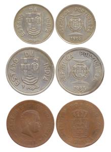 Goa, Silver (2), Rupia, 1935, ½ Rupia, 1936, and Copper, ½ Tanga.Fine to Very Fine, Scarce