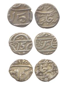 Silver (3), 1/5 Rupee, in the name of Shah Jahan III, Mumbai Mint (KM 273). Very Fine, Sca
