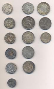 Silver (14), Rupee (13) and ½ Rupee (1), various milled coins of the Presidencies, numerou