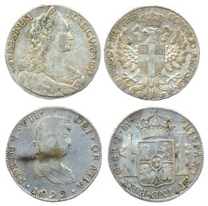 Silver (2), Eritrea and Mexico, 8 Reals, 1822 and 1912 . About Very Fine, Scarce. (2)