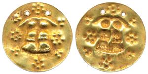 Pendant, Gold, 3.77 g, foot impressions of a lady supposed to be that of Goddess Lakshmi, 